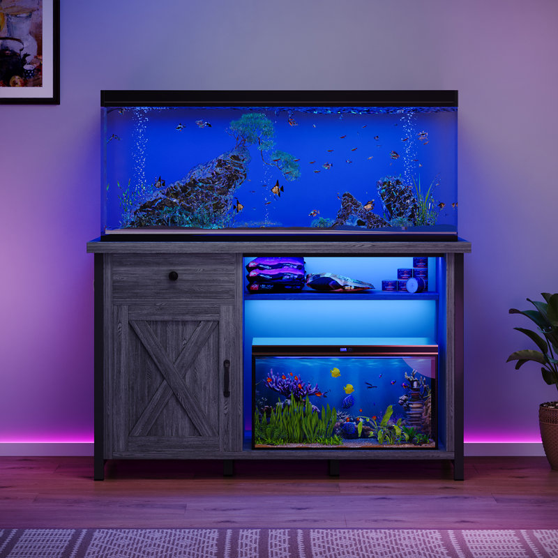 Tucker Murphy Pet™ Helge 55 Gallon Fish Tank Stand with LED Light